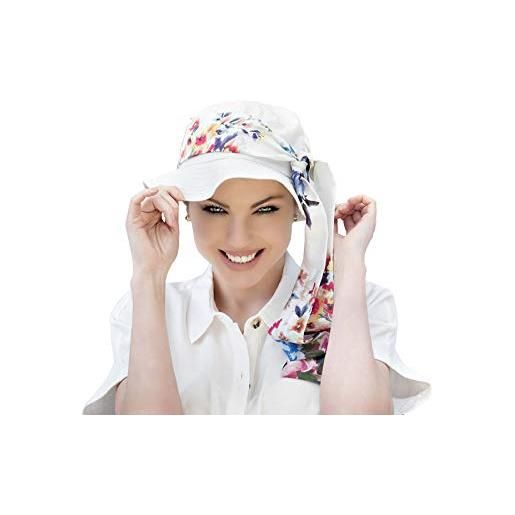 Masumi Headwear lola white summertime - masumi - cappelli estivi da donna, protezione solare upf 50+, copricapo chemo - cappelli da spiaggia con sciarpa