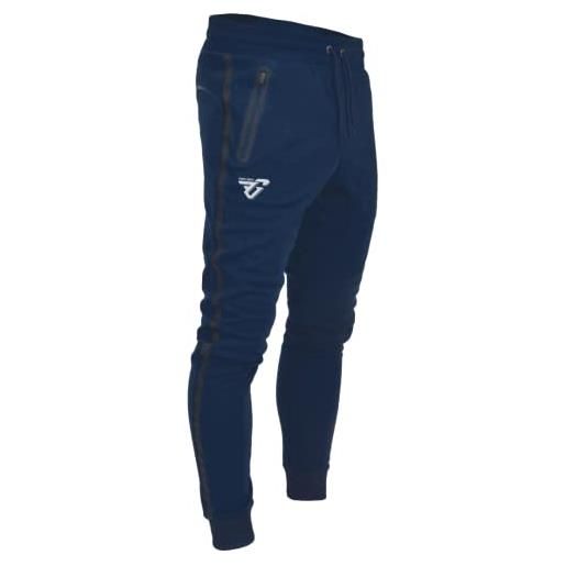 FRANKIE GARAGE FG frankie garage - pantaloni tuta sportiva per uomo, pantalone tecnico con zip e elastico alla caviglia per allenamento, sport o palestra s blu