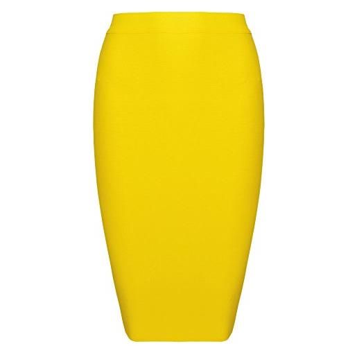 HLBandage knee length rayon high waist women bandage skirt(m, giallo)