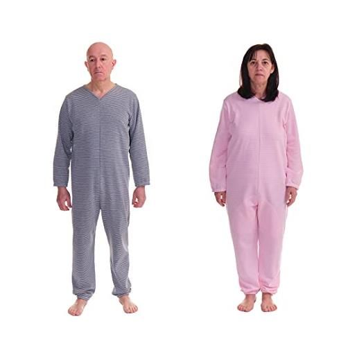 FERRUCCI COMFORT pigiama sanitario invernale con cerniera sul dorso - 9014/1 - uomo/donna - ideale per gli anziani - caldo e traspirante (rosa, m)