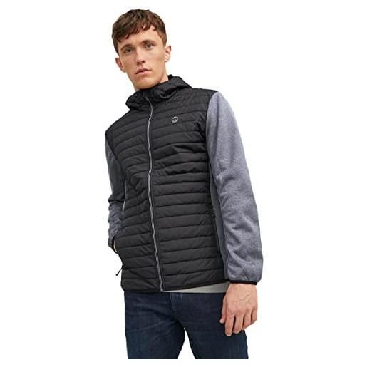 JACK & JONES jjemulti quilted jacket noos giacca, nero/dettaglio: grigio mélange, xxl uomo