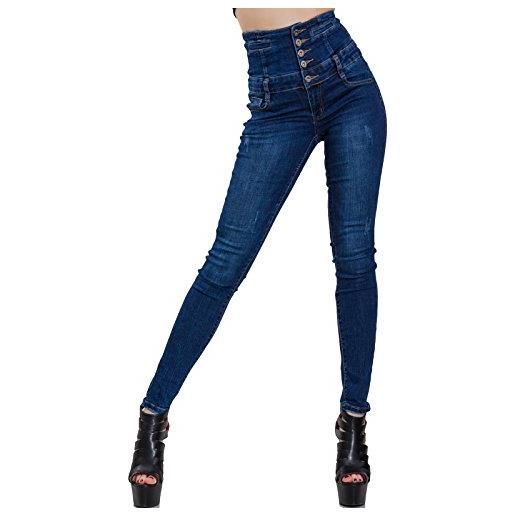 Toocool - jeans donna pantaloni skinny vita alta sigaretta colorati elastici nuovi m5342 [l, bianco]