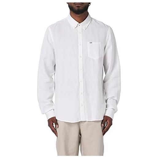 SUN68 camicia in lino uomo s33103 shirt linen b/d l/s sun 68 (m, bianco)