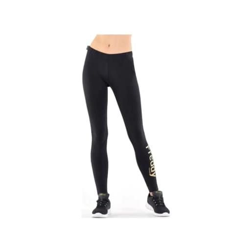 FREDDY - leggings 7/8 con stampa lucida training a fondo gamba, nero, medium