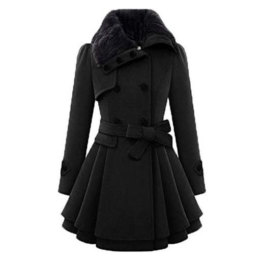 Chenlao7gou621 cappotto di lana sottile di media lunghezza da donna ispessimento doppiopetto