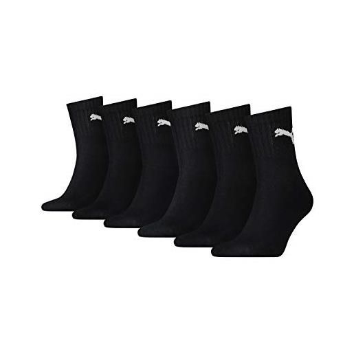 Puma unisex breve crew calzini calzini da sport con suola 9 mm pacco - nero, 43-46 (uk 9-11)