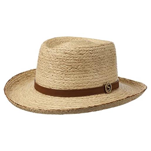 Stetson cappello di paglia riftico gambler uomo - rafia da sole con fascia in pelle primavera/estate - xl (60-61 cm) natura