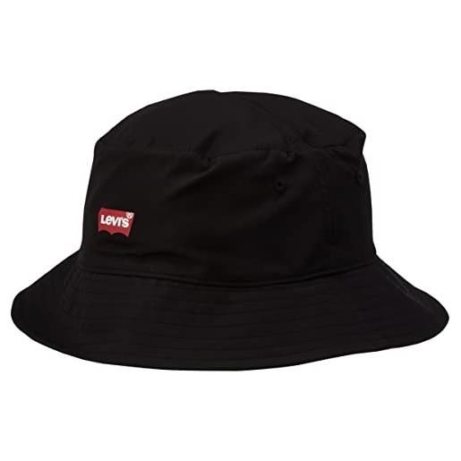 Levi's mid batwing packable bucket hat cappello a falda larga, nero regolare, l uomo