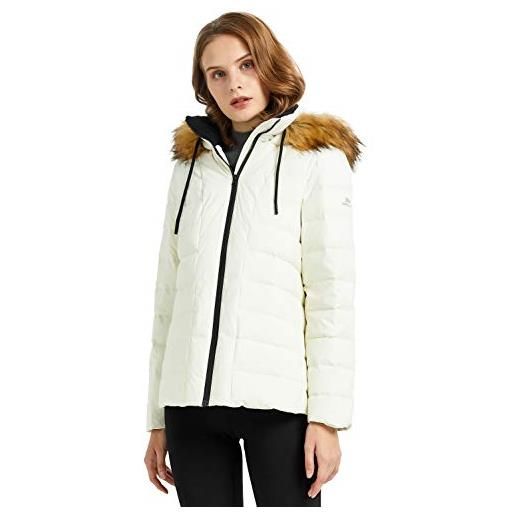 OROLAY piumino per esterno da donna con cappuccio con coulisse cappotto trapuntato invernale corto sussurro bianco l