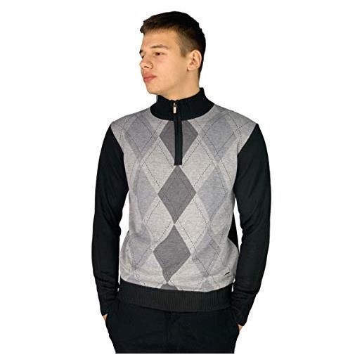 Pierre Cardin uomo maglione lavorato a maglia modello argyle collo alto con cerniera (style 4 - grey, 2xl)