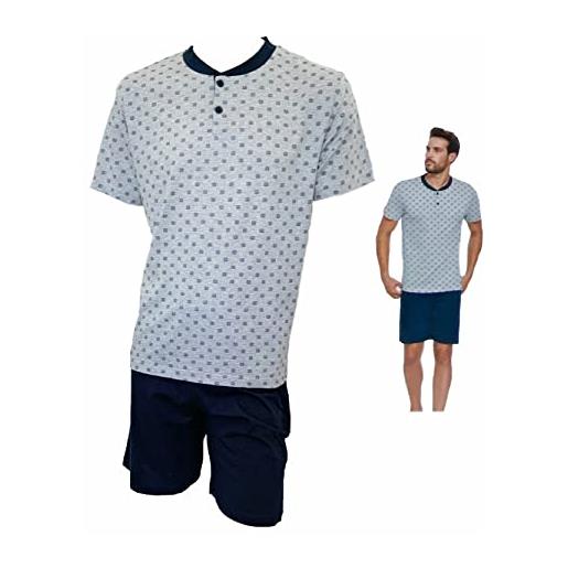 il granchio pigiama uomo cotone corto - pigiama uomo cotone leggero - pigiama uomo estivo corto (1049 grigio, xl)
