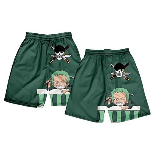 Sybnwnwm anime one piece zoro rufy 3d stampato beach shorts costume da bagno estate jersey pantaloni corti, a, l