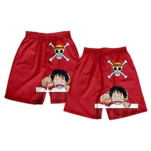Sybnwnwm anime one piece zoro rufy 3d stampato beach shorts costume da bagno estate jersey pantaloni corti, f, xl