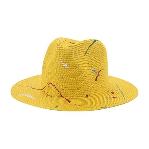 UNeedVog cappello a paglia larga panama maschile da uomo brima dipinto di top cappello cappello tintura