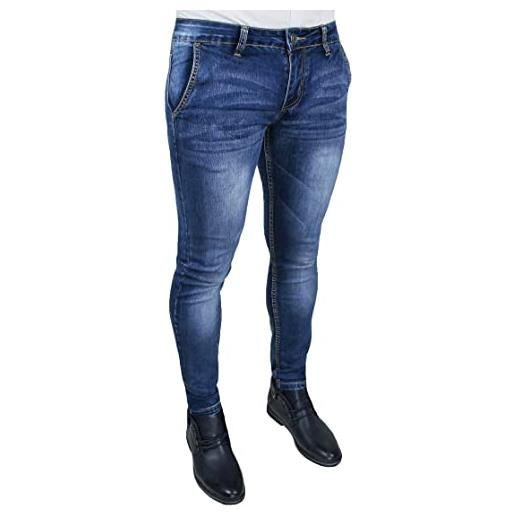 Evoga jeans uomo pantaloni tasca america slim fit blu scuro denim casual (50, blu scuro)