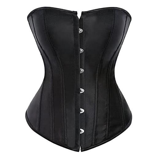 Modaworld corsetto stretto in vita donna waist trainer corpetto bustino body shaper modellante rinforzato con stecche