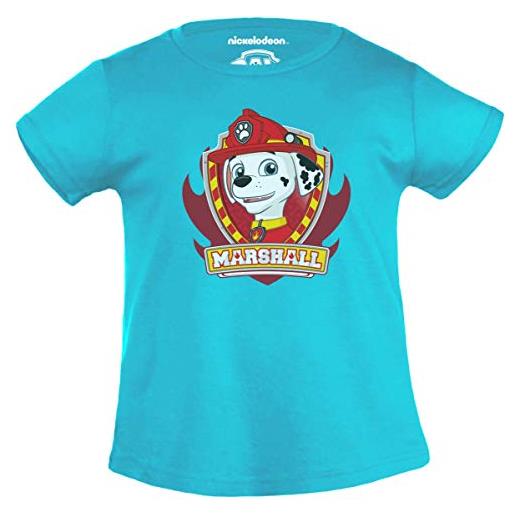 Shirtgeil marshal - paw patrol ufficiale nickelodeon super cuccioli t-shirt maglietta bambina 6-8 anni celeste