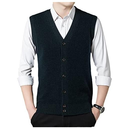 Disimlarl autunno e inverno cashmere gilet uomo scollo a v senza maniche caldo lana cardigan gilet brillante scuro en8 xl