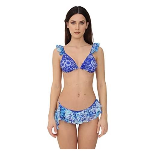 F**K bikini donna a fantasia blu con volant donna beachwear s