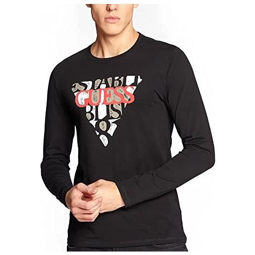 GUESS t-shirt uomo maglia cotone manica lunga sport stretch logo m3ri13j1314 taglia l colore principale nero