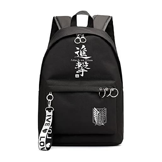 jiminhope anime attack on titan zaino borsa per computer survey corps zaino anime giapponese rival ackerman daypack borsa da scuola bookbag