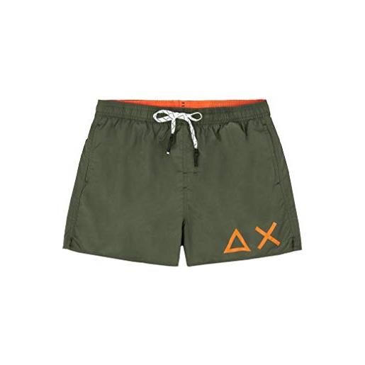 SUN68 h19102-19 swim pant solid big logo boxer mare uomo military green (verde militare) (l, military green)