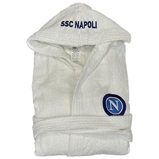 Alfionapoli accappatoio uomo ssc napoli prodotto ufficiale in spugna di cotone (m, bianco)