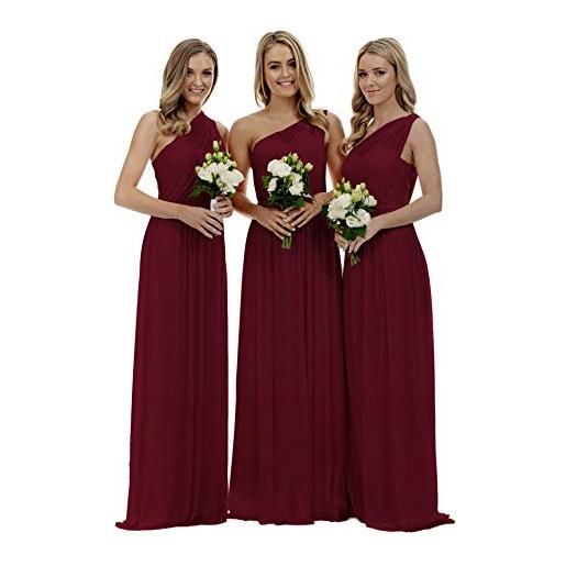 WTW women's one-shoulder lace chiffon formal evening party gown bridesmaid dress-burgundy-8