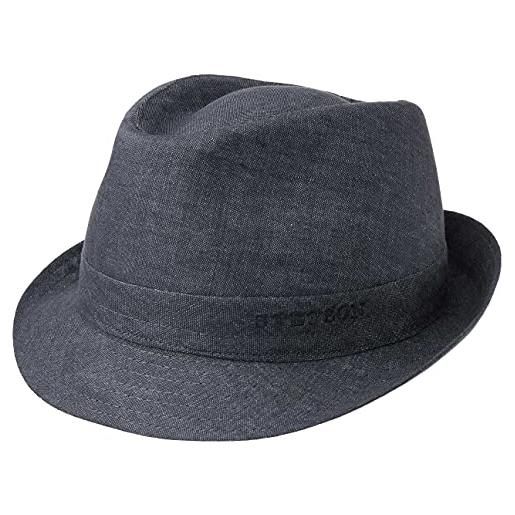 Stetson geneva trilby in lino donna/uomo - made italy cappello di tessuto estivo da sole con fodera primavera/estate - 58 cm blu