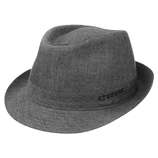 Stetson geneva trilby in lino donna/uomo - made italy cappello di tessuto estivo da sole con fodera primavera/estate - 61 cm grigio