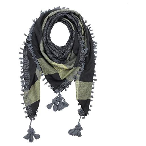 Freak Scene kefiah dettagliata elegante - sciarpa palestinese - nero-grigio - modello 3-120x120 cm - shemagh - sciarpa arafat foulard kefiah palestinese 100% cotone