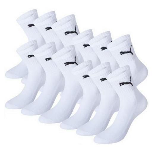 Puma - calzini da uomo short crew, suola in spugna, confezione da 6 calzini sportivi, bianco, 47-49