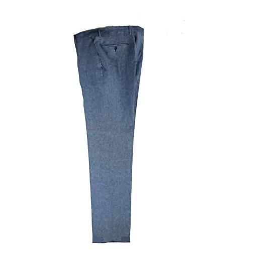 ALVIPERI pantalone uomo classico puro lino vestibilità comoda taglie forti e calibrate fino alla tg. 71 (50, crema)