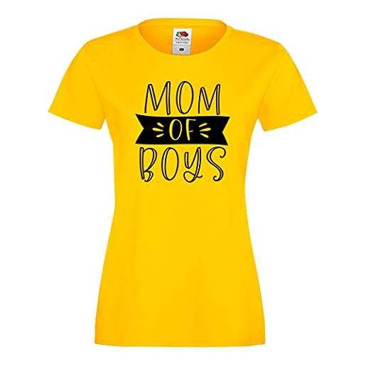 Cprint mother's day woman tshirt mom of boys 2 lady wife girlfriend mom mother gift women's day present (yellow, xs)