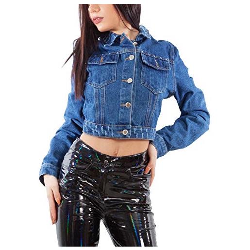 Toocool - giacca jeans donna denim giubbino corto giubbotto aderente slim fit nuovo h510 [m, sf354 blu]
