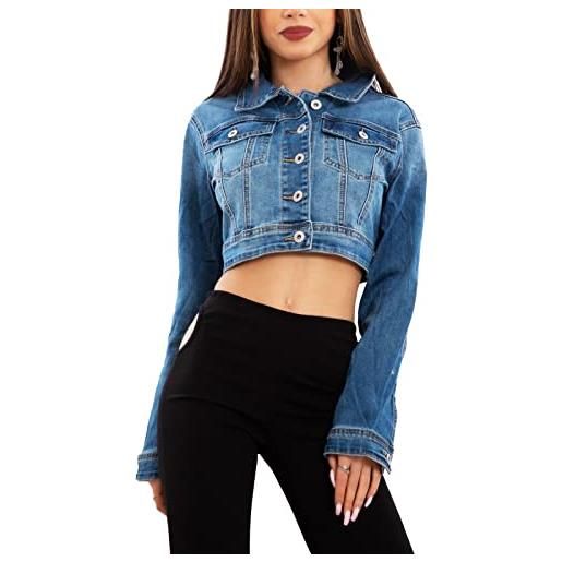 Toocool - giacca jeans donna denim giubbino corto giubbotto aderente slim fit nuovo h510 [l, vi-19292]