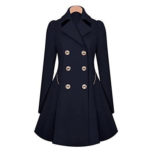 MISSMAO lungo cappotto soprabito eleganti giacca cappotto giubbotto trench slim fit vintage swing marina militare xl