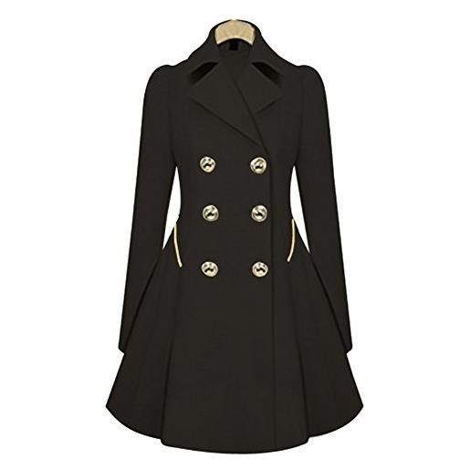 MISSMAO lungo cappotto soprabito eleganti giacca cappotto giubbotto trench slim fit vintage swing marina militare xl