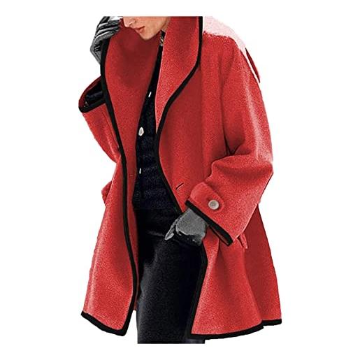 Superdry lalaluka cappotto da donna con cuciture a bottone, a maniche lunghe, giacca invernale con cappuccio, colore: rosso, l