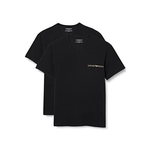 Emporio Armani confezione da 2 magliette con scollo a v, nero, m uomo