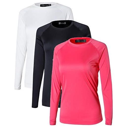 jeansian donna protezione solare uv upf 50+ t-shirt sportiva outdoor workout tops 3'packs swt246 packf m