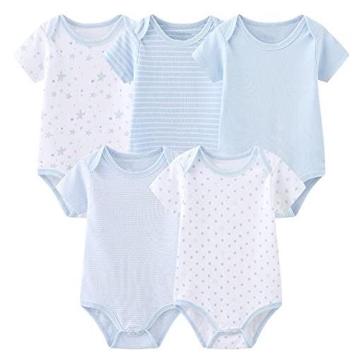 Chamie tutina neonato a maniche corte monopezzo pantaloni per neonati in puro cotone adatto per ragazzi e ragazze 0-12m, grigio 1, 1 mese