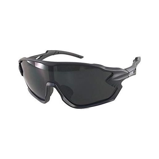 Alpland occhiali da ghiacciaio da montagna, occhiali da arrampicata, occhiali da sci, occhiali protettivi cat. 4 ampio campo visivo, nero - cat 4