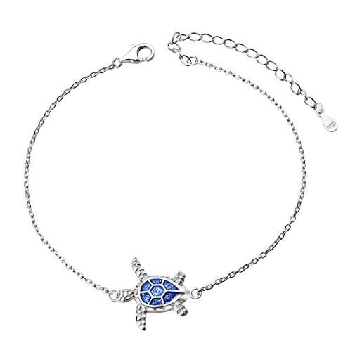 LINSTER cavigliera tartaruga marina per donna argento 925 braccialetto alla caviglia regolabile ocean beach gioielli regali per le donne