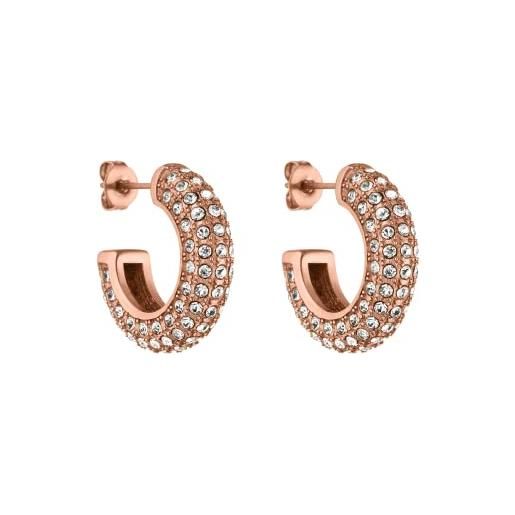Purelei orecchini big glitter purelei® (oro rosa), orecchini donna in acciaio inossidabile, gioielli da donna durevoli con pietre, orecchini a cerchio ideali come regalo, 20 mm di diametro