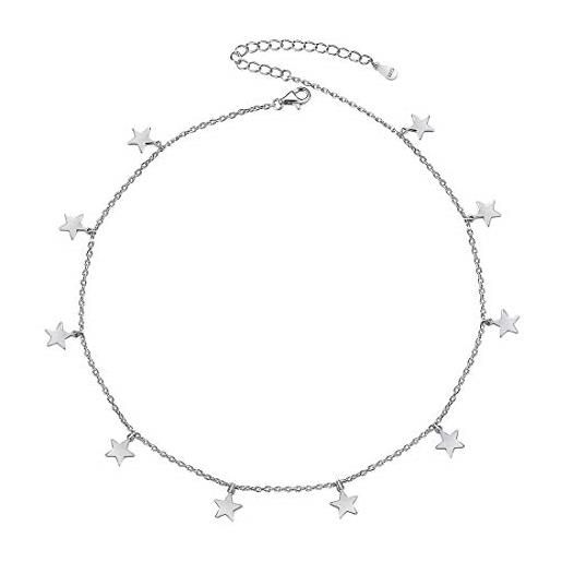 ChicSilver collana girocollo argento con stelline chocker da donna