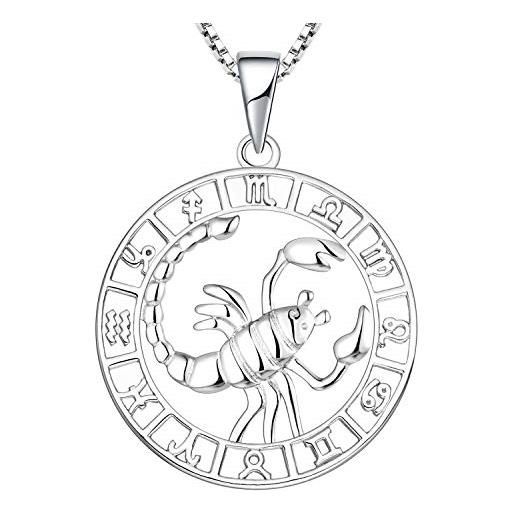 YL collana scorpione in argento-orecchino in argento sterling 925 zodiac 12 collana con pendente a costellazioni per donne e ragazze