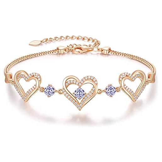 CDE bracciale donna bracciale in argento 931 con pietra portafortuna regali di gioielli di compleanno placcati oro rosa per donne moglie mamma(oro rosa- jun. )