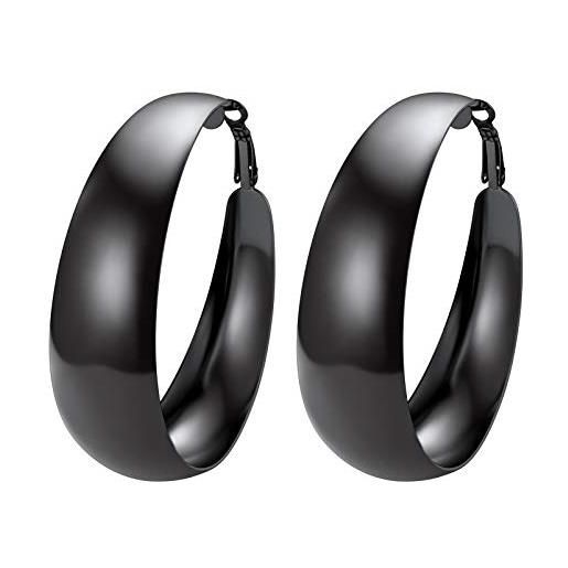 PROSTEEL orecchini cerchio spessi nero 60mm cerchi orecchie acciaio inossidabile (confezione regalo)