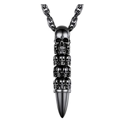 PROSTEEL halloween collana pendente cindolo gotico scheletri crani teschi, catena regolabile, acciaio inossidabile, punk, cool, nero (confezione regalo)